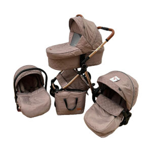 Carucior 3 in 1, 3 piese landou, sport si scoica, 0-36 luni, crem, UNV-T6-CREM