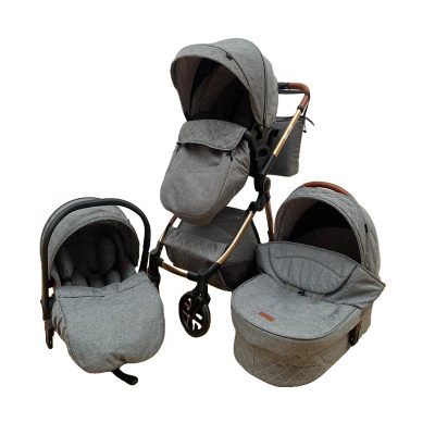 Carucior 3 in 1, 3 piese landou, sport si scoica, 0-36 luni, gri, UNV-T6-GRI