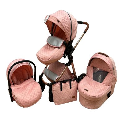 Carucior 3 in 1, 3 piese landou, sport si scoica, 0-36 luni, roz, UNV-T6-ROZ
