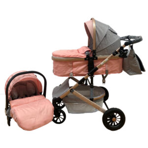 Carucior 3 in 1, 0-36 luni, UNV-T2C, roz cu gri