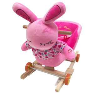 Balansoar animalut muzical, iepuras roz, 1-3 ani