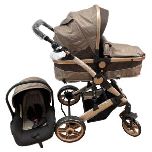 Carucioru 3in1 cu landou transformabil in parte spor, 0-36 luni, crem, UNV-588-CREM