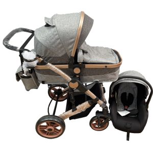 Carucioru 3in1 cu landou transformabil in parte spor, 0-36 luni, gri, UNV-588-GRI