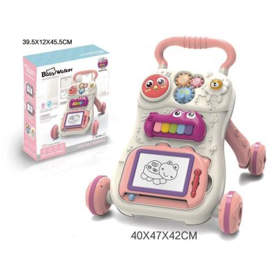 Antemergator interactiv, activitati educative si tablita de desen, +9 luni, roz, UNV-P05-ROZ
