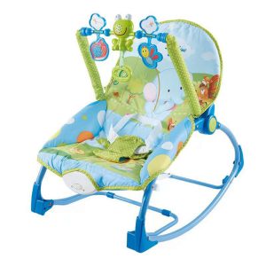 Leagan muzical pentru bebelusi, 0 luni – 3 luni, cu vibratii si scaunel aprox. 7 ani, 2 in 1, albastru, UNV-P06-ALBASTRU