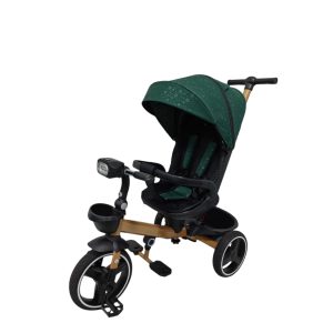 Tricicleta cu pozitie de somn, muzica si lumini , 8 luni – 4 ani, verde cu stelute, UNV-6200TR-VERDECUSTELUTE