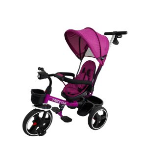 Tricicleta cu scaun rotativ, muzica si lumini, 8 luni – 4 ani, mov, UNV-105PUTR-MOV