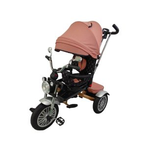 Tricicleta tip motor cu scaun rotativ si pozitie de somn, 8 luni-3 ani, somon cu auriu, UNV-5199-TR-SOMONCUAURIU