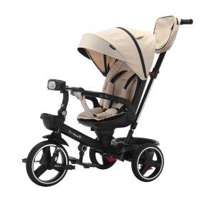 Tricicleta cu pozitie de somn, muzica si lumini , 8 luni – 4 ani, crem , UNV-SL06TR-CREM