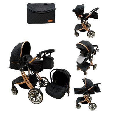 Carucior 3in1 egg, cu landou incorporat si scoica, 0-36 luni, negru, UNV-F1+C-NEGRU