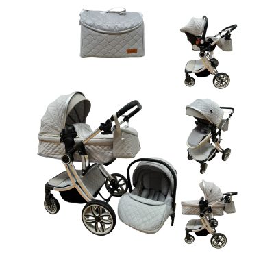 Carucior 3in1 egg, cu landou incorporat si scoica, 0-36 luni, gri, UNV-F1+C-GRI