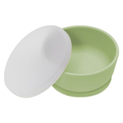 Bol din silicon cu ventuza si capac, AppeKids – Raw Green