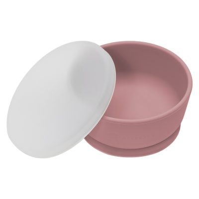 Bol din silicon cu ventuza si capac, AppeKids – Old Rose