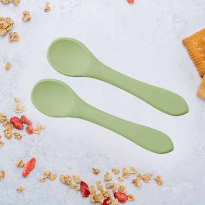 Set Lingurite din silicon, AppeKids – Raw Green