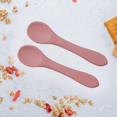 Set Lingurite din silicon, AppeKids – Old Rose