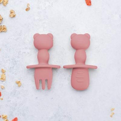 Set Tacamuri din silicon, AppeKids, The Little Bear – Old Rose