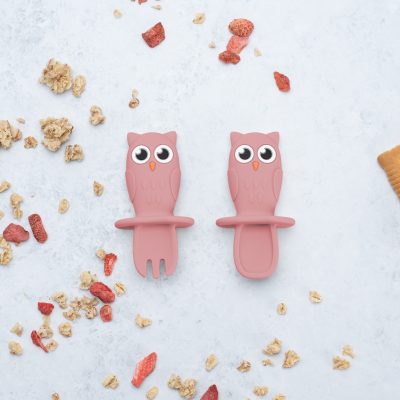 Set Tacamuri din silicon, AppeKids, OWL – Old Rose