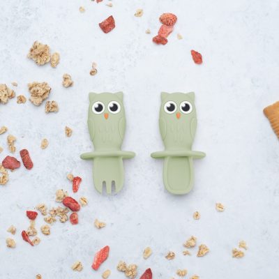 Set Tacamuri din silicon, AppeKids, OWL – Raw Green