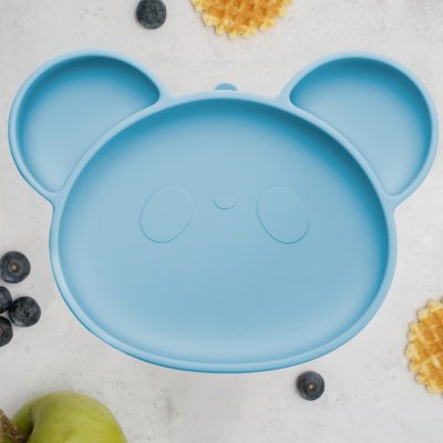 Farfurie din silicon cu ventuza, AppeKids, Panda – Aqua Blue