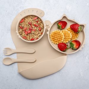 Set Diversificare, AppeKids, 100% Silicon, Kitty – Bubble Beige