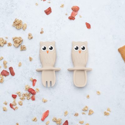 Set Tacamuri din silicon, AppeKids, OWL – Bubble Beige