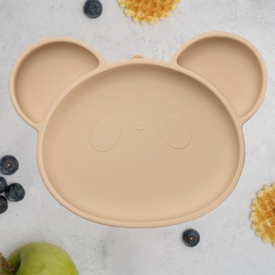 Farfurie din silicon cu ventuza, AppeKids, Panda – Bubble Beige