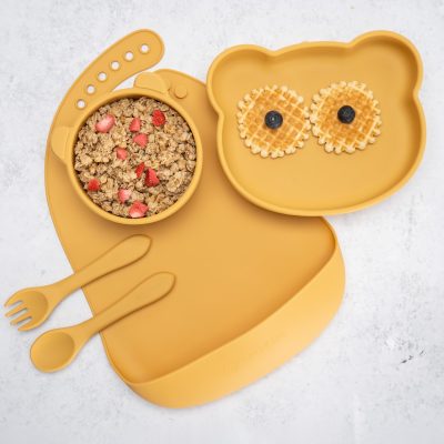Set Diversificare, AppeKids, 100% Silicon, Panda – Honey