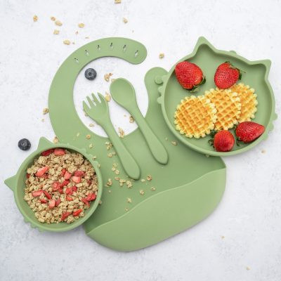 Set Diversificare, AppeKids, 100% Silicon, Kitty – Raw Green