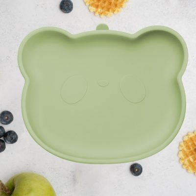 Farfurie din silicon cu ventuza, AppeKids, The Little Bear – Raw Green