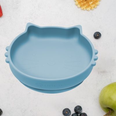 Bol din silicon, AppeKids, Kitty II – Aqua Blue