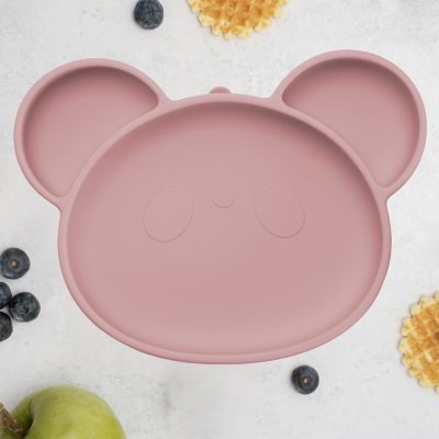 Farfurie din silicon cu ventuza, AppeKids, Panda – Old Rose