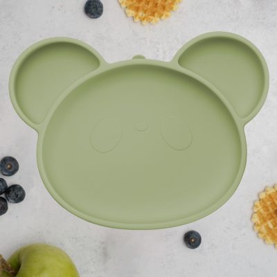 Farfurie din silicon cu ventuza, AppeKids, Panda – Raw Green