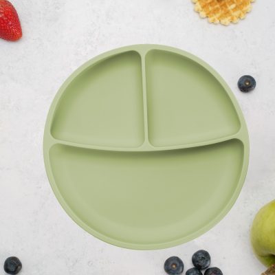 Farfurie compartimentata din silicon cu ventuza, AppeKids – Raw Green