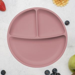 Farfurie compartimentata din silicon cu ventuza, AppeKids – Old Rose