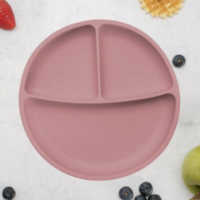 Farfurie compartimentata din silicon cu ventuza, AppeKids – Old Rose