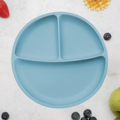 Farfurie compartimentata din silicon cu ventuza, AppeKids – Aqua Blue