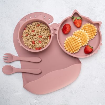 Set Diversificare, AppeKids, 100% Silicon, Kitty – Old Rose